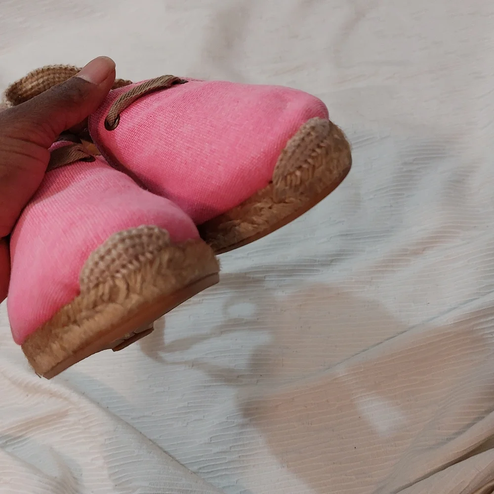 Penelope Chilvers Pink Espadrille Wedge Ankle Tie Sandals Size 40